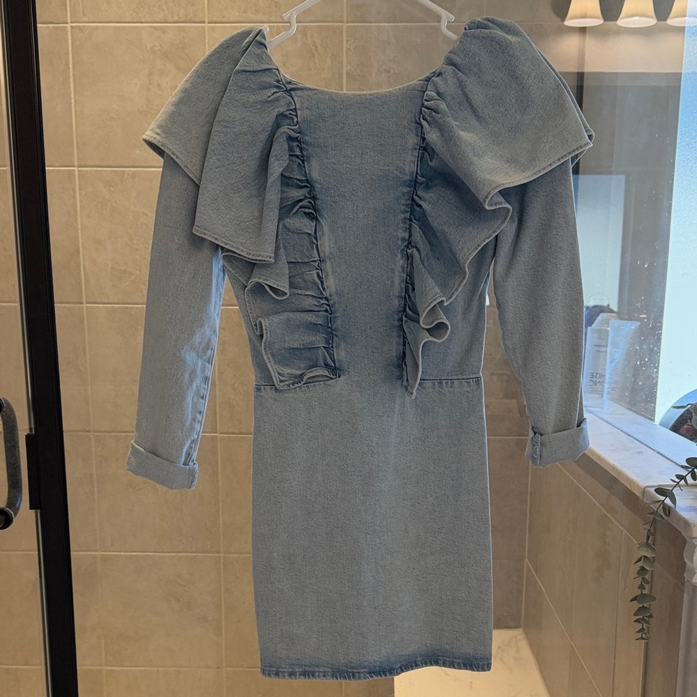 Zara Blue Denim Midi Dress